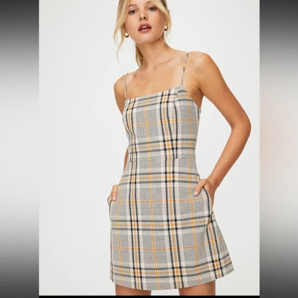 ❗️SOLD❗️Aritzia Wilfred Plaid Strappy Mini Isabelle Dress Size 8 - Picture 2 of 11